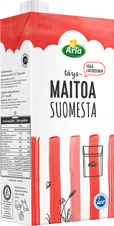Arla Maitoa Suomesta Vähälaktoosinen täysmaito (UHT) 1 l